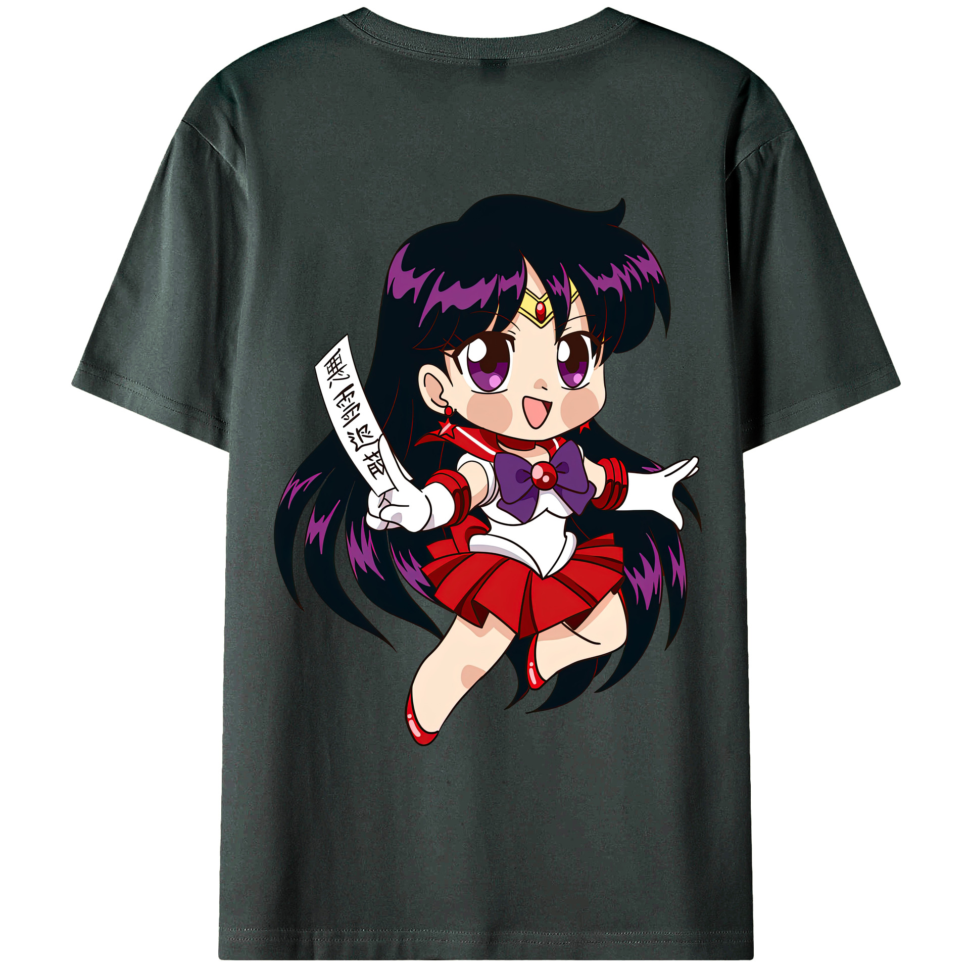 （画像用） 美少女戦士セーラームーン 火野レイ ひの レイ Sailor Moon Hino Rei （セーラーマーズ,Sailor Mars） 綿100％ メンズ半袖Tシャツ（バックプリント） 通気性